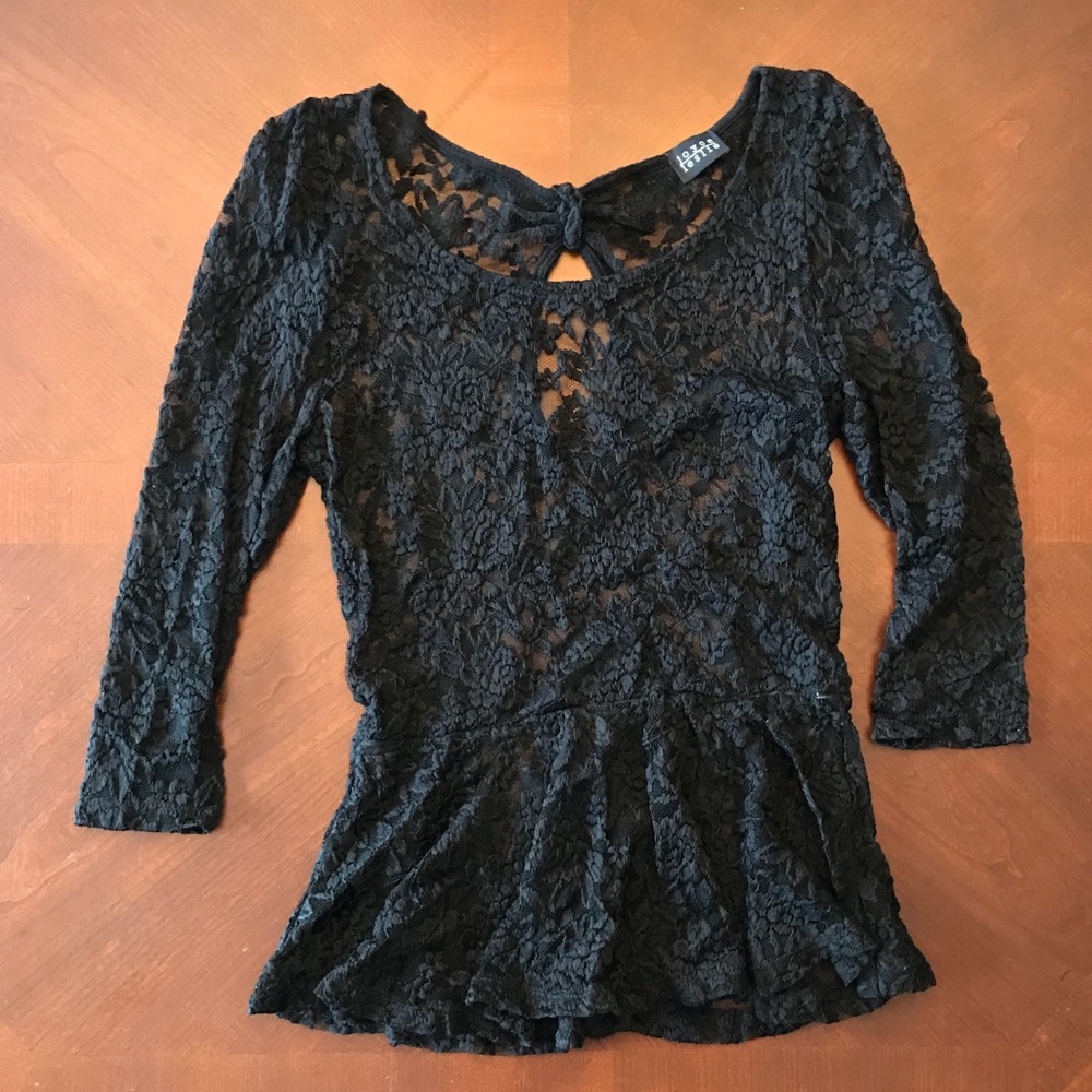 Black Lace Peplum Top